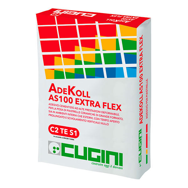 Adesivo cementizio ad alte prestazioni, deformabile, per la posa di piastrelle ceramiche di qualsiasi formato, sia in ambienti interni che esterni, con tempo aperto prolungato e scivolamento verticale nullo