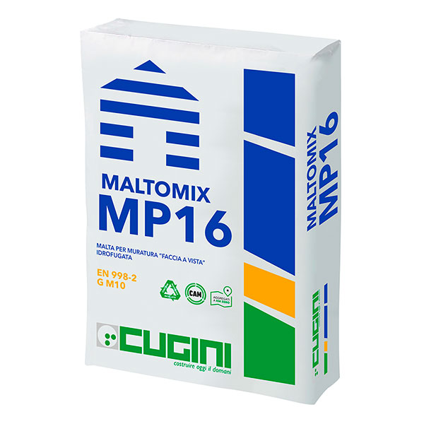 Malta per muratura “faccia a vista”, idrofugata, colore grigio<br>Classe M10