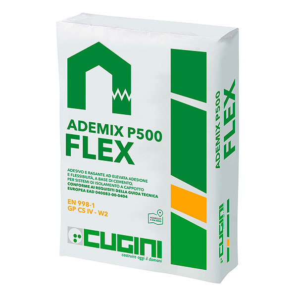 Adesivo e rasante ad elevata adesione e flessibilità, a base di cemento, per sistemi di isolamento a cappotto