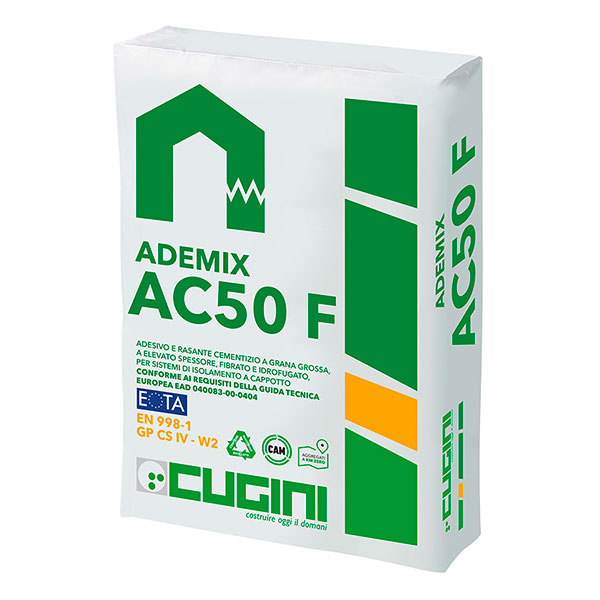 Adesivo e rasante cementizio a grana grossa ad elevato spessore, fibrato e idrofugato, per sistemi di isolamento a cappotto<br>Disponibile anche bianco