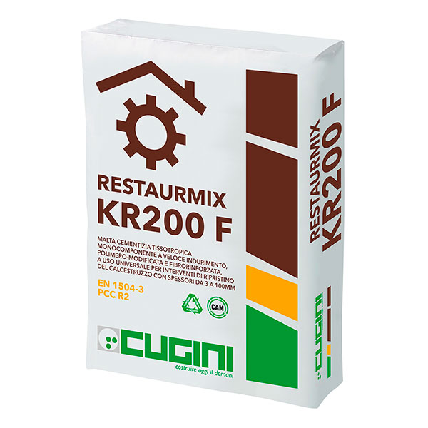 <strong>Alleggerito, grana fine</strong><br>Malta cementizia tissotropica monocomponente a veloce indurimento, polimero-modificata e fibrorinforzata, a uso universale per interventi di ripristino del calcestruzzo con spessori da 3 a 100 mm