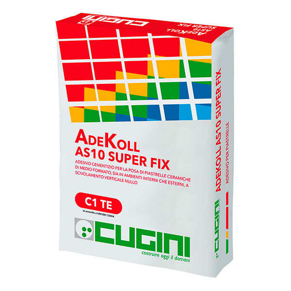 Adesivo cementizio per la posa di piastrelle ceramiche di medio formato, sia in ambienti interni che esterni, a scivolamento verticale nullo